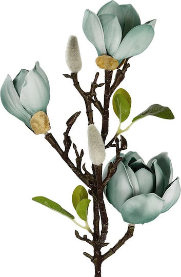 Globostar Artificial Garden Blue Magnolia Branch 21418 Decorative Artificial Blue Magnolia Branch H72cm