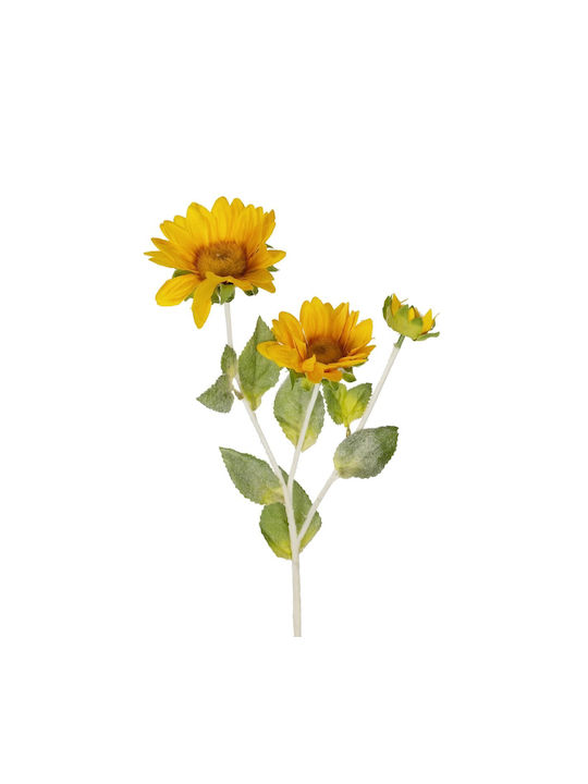 Globostar Artificial Decorative Yellow Sunflower Branch 21384 Y64cm