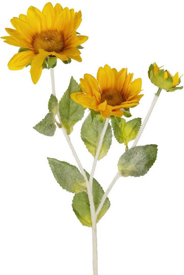 Globostar Artificial Decorative Yellow Sunflower Branch 21384 Y64cm