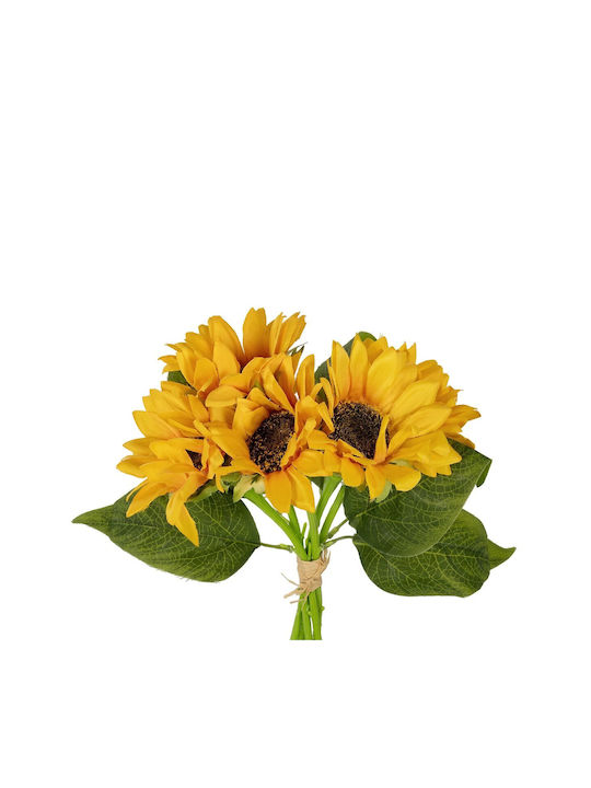 Globostar Artificial Garden Yellow Sunflower Branch 21385 Decorative Artificial Yellow Sunflower Bouquet Y36cm