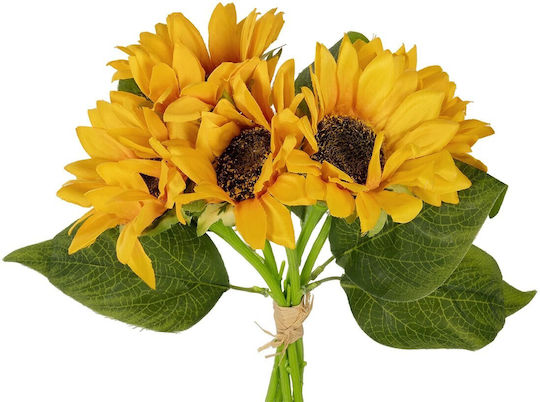 Globostar Artificial Garden Yellow Sunflower Branch 21385 Τεχνητό Διακοσμητικό Μπουκέτο Ηλιοτρόπιο Κίτρινο Y36cm