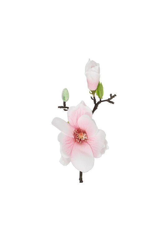 Globostar Artificial Decorative Branch White Pink Magnolia Y36cm