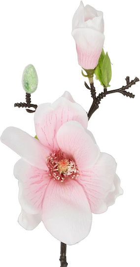 Globostar Artificial Decorative Branch White Pink Magnolia Y36cm