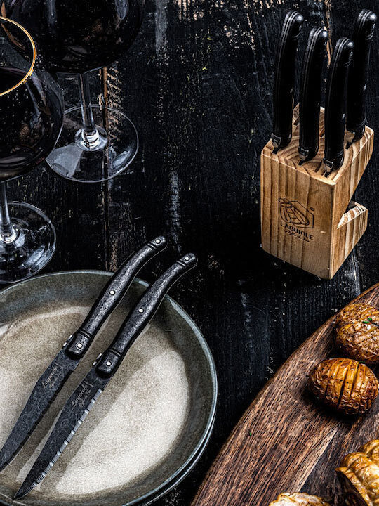 Laguiole Black Stonewash Μαχαίρια Steak από Ανοξείδωτο Ατσάλι 6τμχ