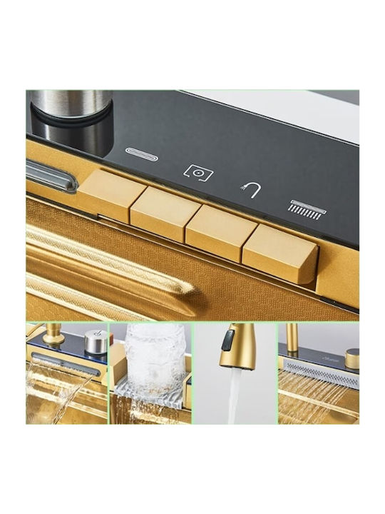 Drop-In Sink Inox with Faucet W75xD46cm Gold