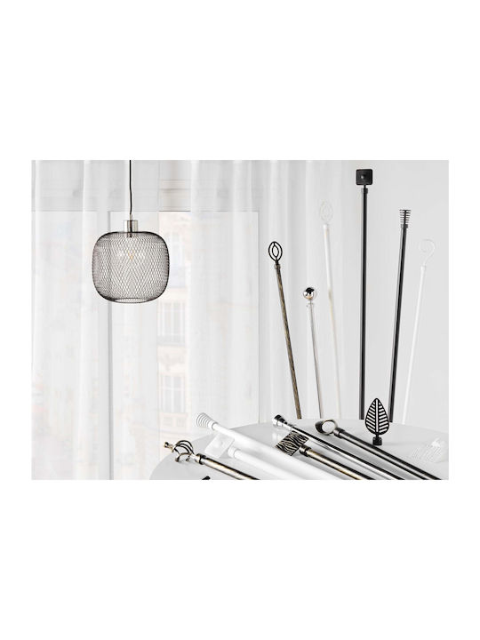 Douceur d'Intérieur Extendable Metallic Curtain Pole Sphera Single Φ19mm 210-120cm Chrome