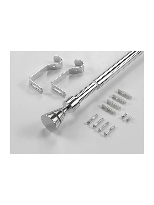 Douceur d'Intérieur Extendable Metallic Curtain Pole Silas Single Φ19mm 210-120cm Chrome