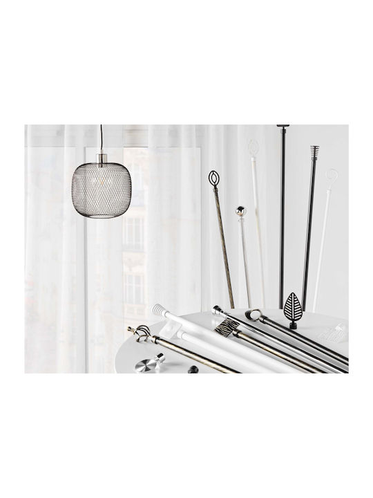 Douceur d'Intérieur Extendable Metallic Curtain Pole Stylea Single Φ19mm 210-120cm White