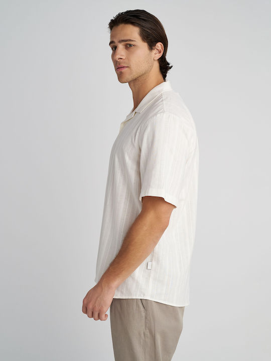 Ron Short Sleeve Cotton Shirt in Regular Fit Beige 61-208.053.N0070