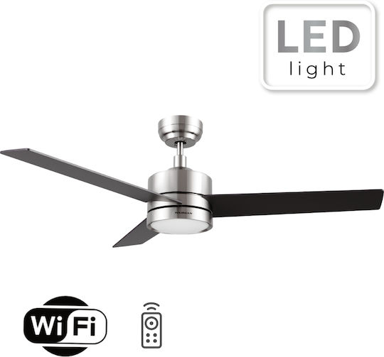 Telemax CES523E5L Ανεμιστήρας Οροφής 132cm με Φως Καφέ / Ασημί