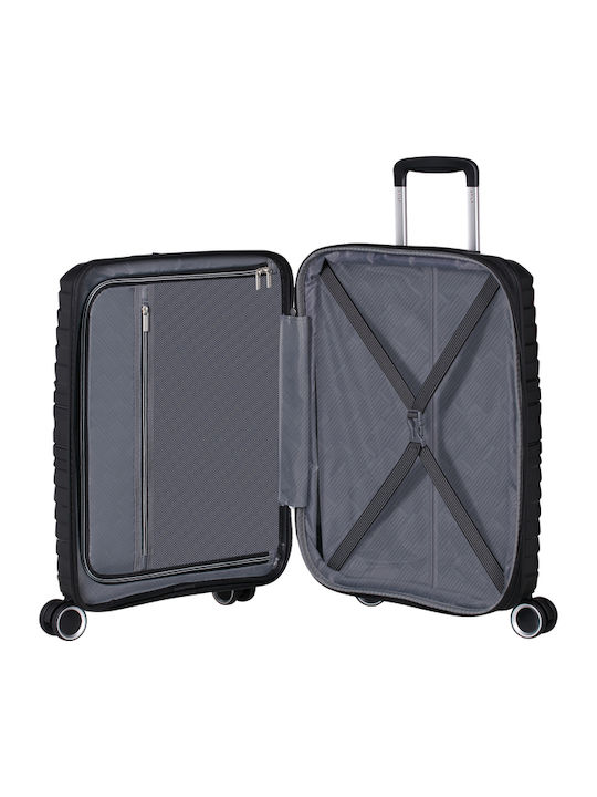 American Tourister Βαλίτσα Ταξιδίου Καμπίνας Σκληρή Shadow Black με 4 Ρόδες Ύψους 55εκ.