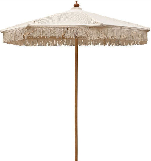 Επαγγελματική Ομπρέλα Στρογγυλή Ξύλινη Μπεζ Φ2.5m