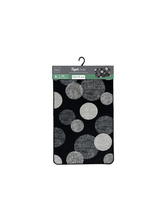 Douceur d'Intérieur Rectangular Kitchen Mat with Non-Slip Underlay Black 45x75cm