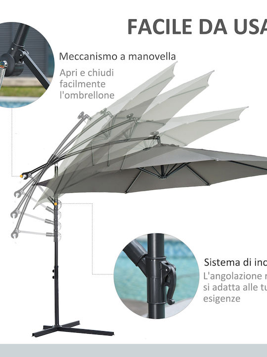 Hanging Circular Metal Parasol Grey Φ3xH2.5m