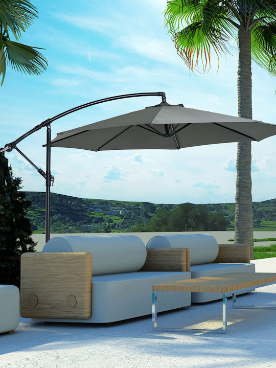 Hanging Circular Metal Parasol Grey Φ3xH2.5m