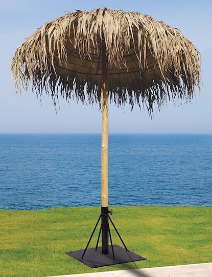 Professioneller Rundschreiben Geflecht Holz Garten- und Terrassen-Sonnenschirm Beige Φ2m