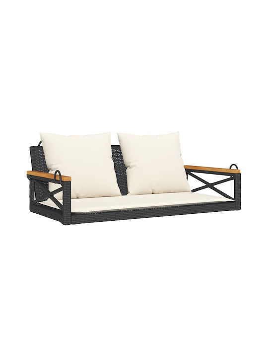 Hanging Swing 2 Seats Rattan W109xD62xH40cm Gray