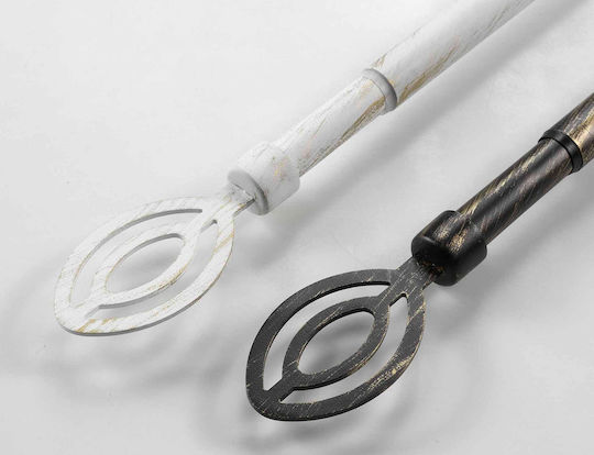 Douceur d'Intérieur Extendable Metallic Curtain Pole Alpha Single Diameter 19mm Length 210-120cm White Douceur d'Intérieur Extendable Metallic Curtain Pole Alpha Single Diameter 19mm Length 210-120cm White