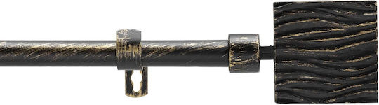 Douceur d'Intérieur Extendable Metallic Curtain Pole Tempo Single Diameter 19mm Length 210-120cm Black/Gold