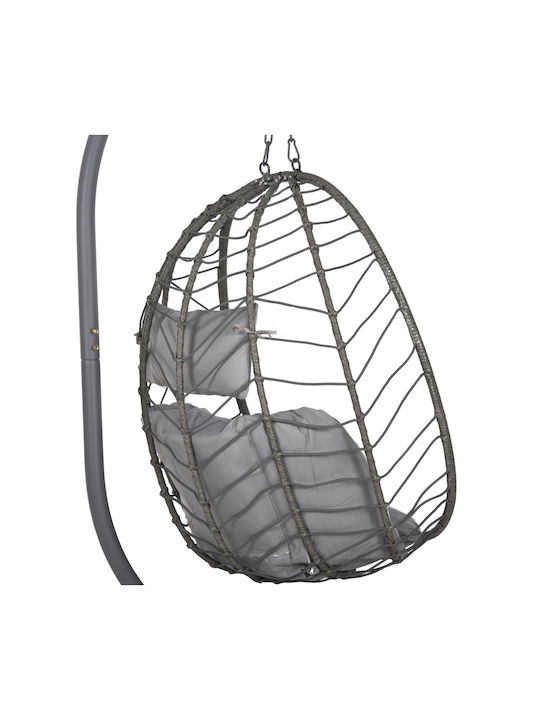 Millie Rattan Swing Nest with Stand Gray L90xW75xH190cm