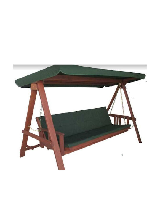 Garten & Veranda Schaukel mit Basis und Kissen 3 Sitze Hölzernes Brown / Green L236xB130xH180cm