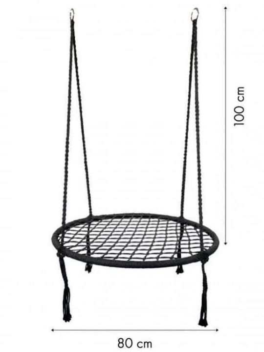 GW-908 Leagăn Suspendat Fotoliu Din Material Textil Negru Rezistent Până La 120kg 80x80x100cm