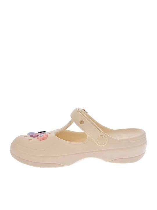 Jomix Women's Beige Clogs 250427-Ecru