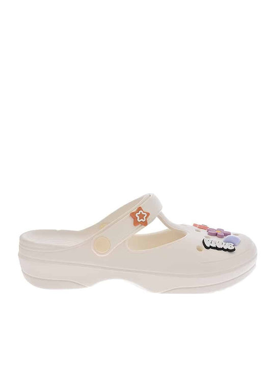 Jomix Women's Beige Clogs 250427-Ecru
