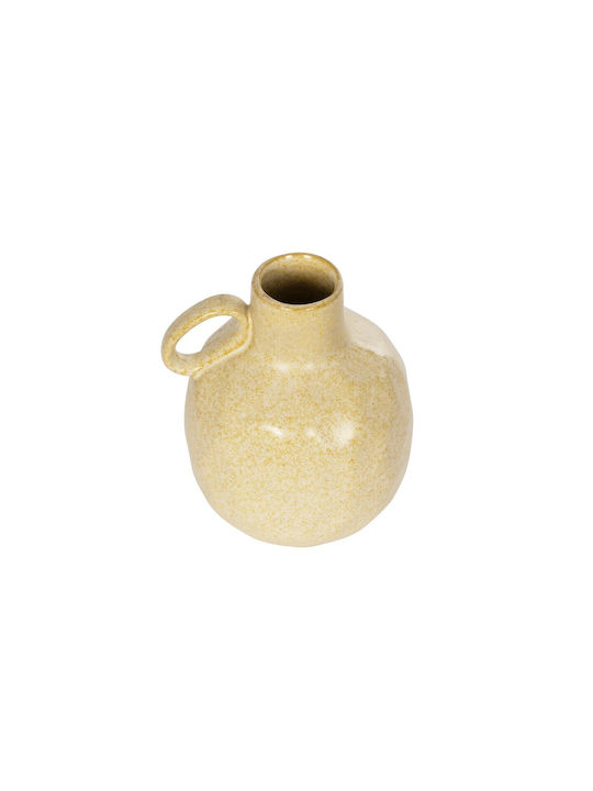 Globostar Artificial Garden Scheelite 21507 Decorative Ceramic Vase Beige Φ15 X H17 Cm