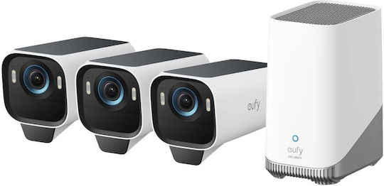 Eufy Система за наблюдение S3 Pro КИТ 3 Камери Безжични Камери IP 8MP с Контролен хъб