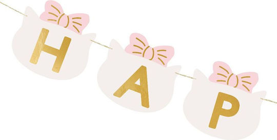 PartyDeco Happy Birthday Γιρλάντα για Party σε Ροζ χρώμα 12εκ.