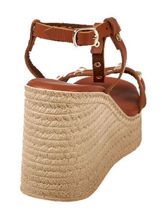 Women's Ankle Strap Platforms Brown