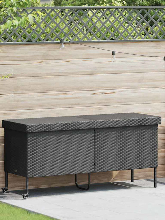 vidaXL Cutie de depozitare pentru exterior Rattan Negru L160xW55xH75buc