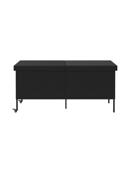 vidaXL Cutie de depozitare pentru exterior Rattan Negru L160xW55xH75buc