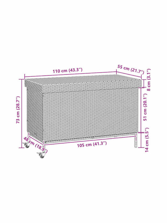 vidaXL Outdoor Storage Box Gray L110xW55xH73cm