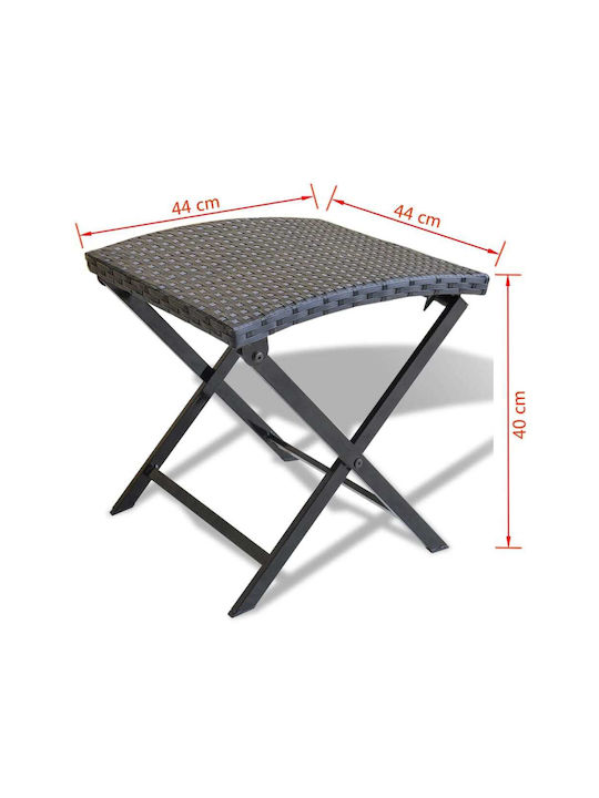 Gartenhocker Rattan Grau 44x44x40cm