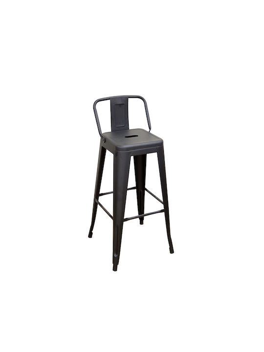 Metallic Garden Stool Bar Outdoor Texas Black Matte 43x43x75cm