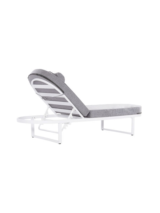 Șezlong Aluminiu Mallow Cu Pernă Albă 198x71x40.5cm