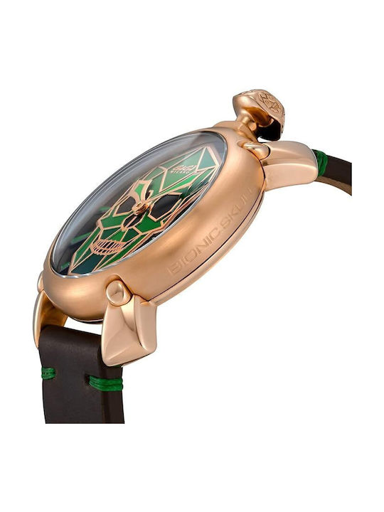 Gaga Milano Ανδρικό Ρολόι 48mm Μπαταρίας με Μαύρο Δερμάτινο Λουράκι