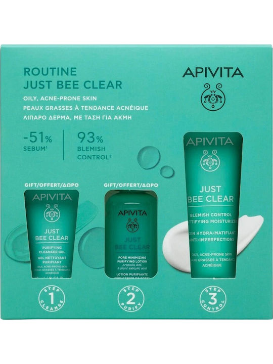 Apivita Routine Just Bee Clear Комплект за грижа за кожата за Хидратация Apivita Routine Just Bee Clear Комплект за грижа за кожата за Хидратация