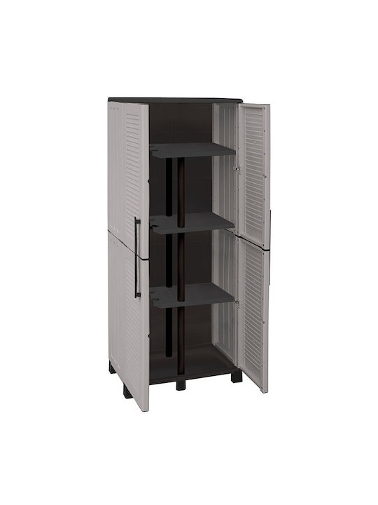 Двукрилен гардероб Пластмаса с разделител и 3 рафтове Grey Light 68x37x169бр
