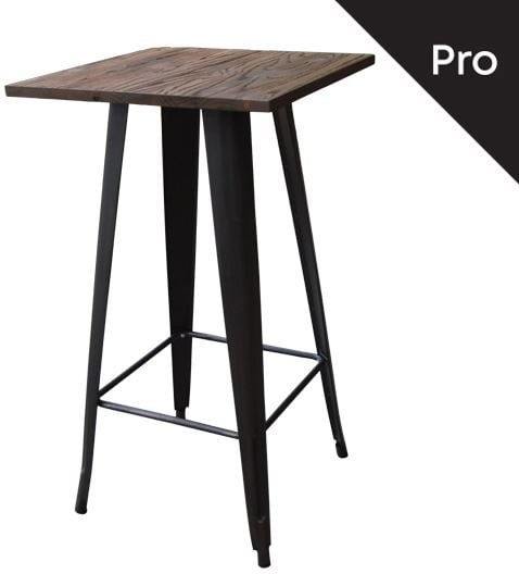 Relix Outdoor Bar Free Standing Table with Wood Surface and Metal Frame Black 60x60x104cm