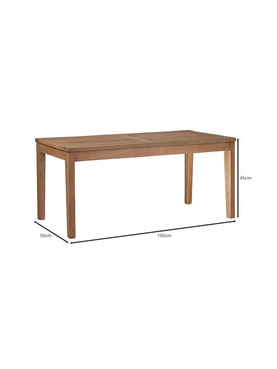 Sitting Room Outdoor Free Standing Wood Table Natural 99x43x46cm
