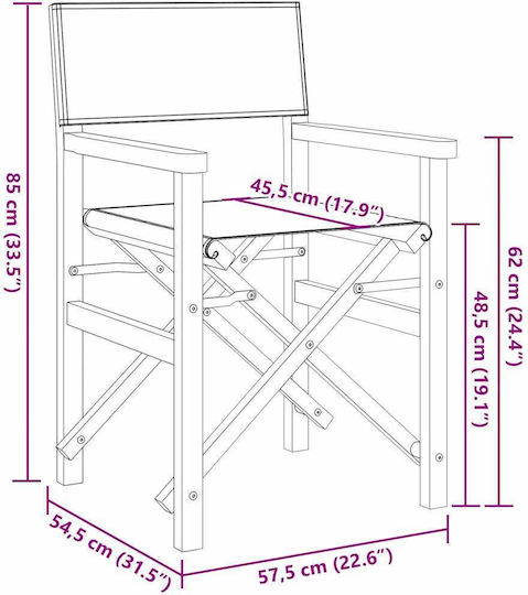Regiestuhl Hölzernes Grey 2Stück 57x54.5x85εκ.
