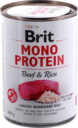 Brit Mono Protein Wet Dog Food in Can with Beef Gluten Free 400gr
