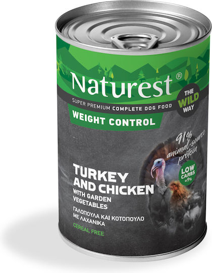 Naturest Weight Control Влажна Храна за Кучета в Може да Диетична с Турция, Пилешко и Зеленчуци Диетична, без Зърнени 400гр