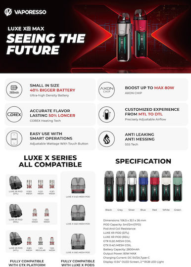 Vaporesso Luxe Xr Max Pod Kit 5ml cu Baterie Încorporată 2800mAh Negru