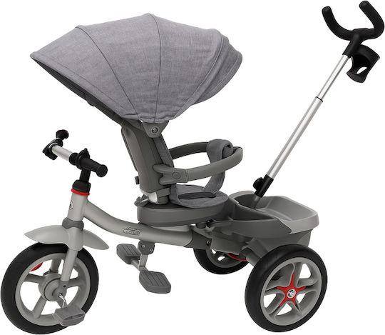 Kikka Boo Kids Tricycle Bicycle Zax Convertible with Storage Space, Tent & Parental Handle for 1.5+ Years Gray