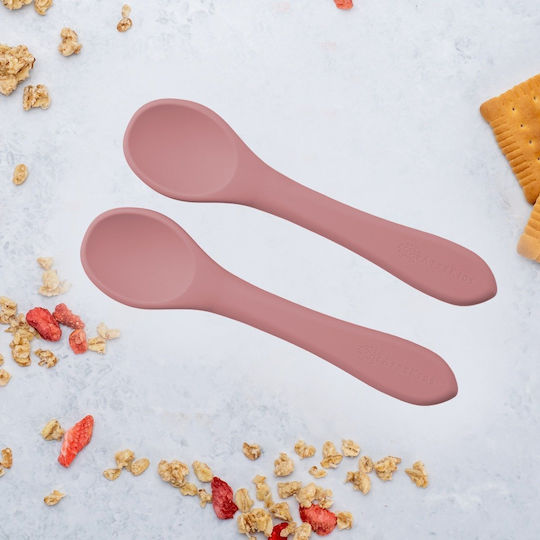 AppeKids Βρεφικό Σετ με Κουτάλια από Σιλικόνη για 6+ μηνών Ροζ 2τμχ