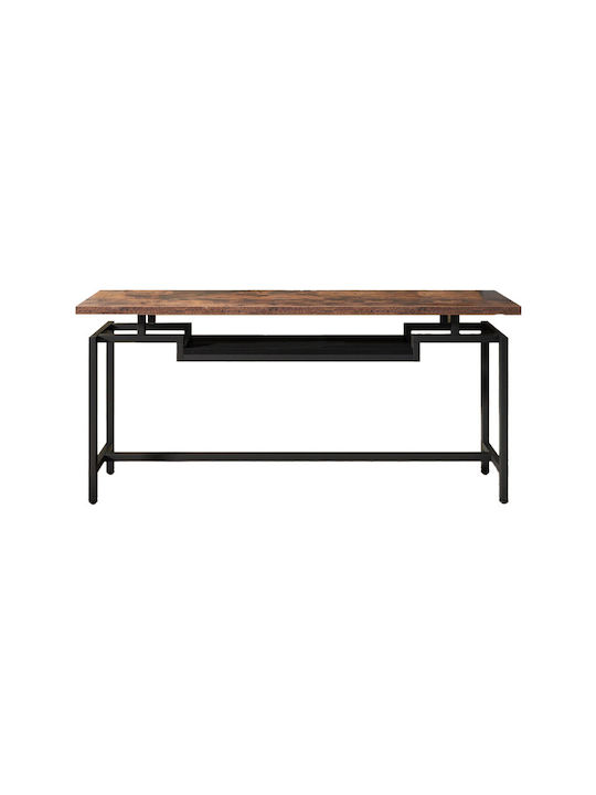 Onole Console Table Wood & Metal Walnut - Black L180xW35xH82cm